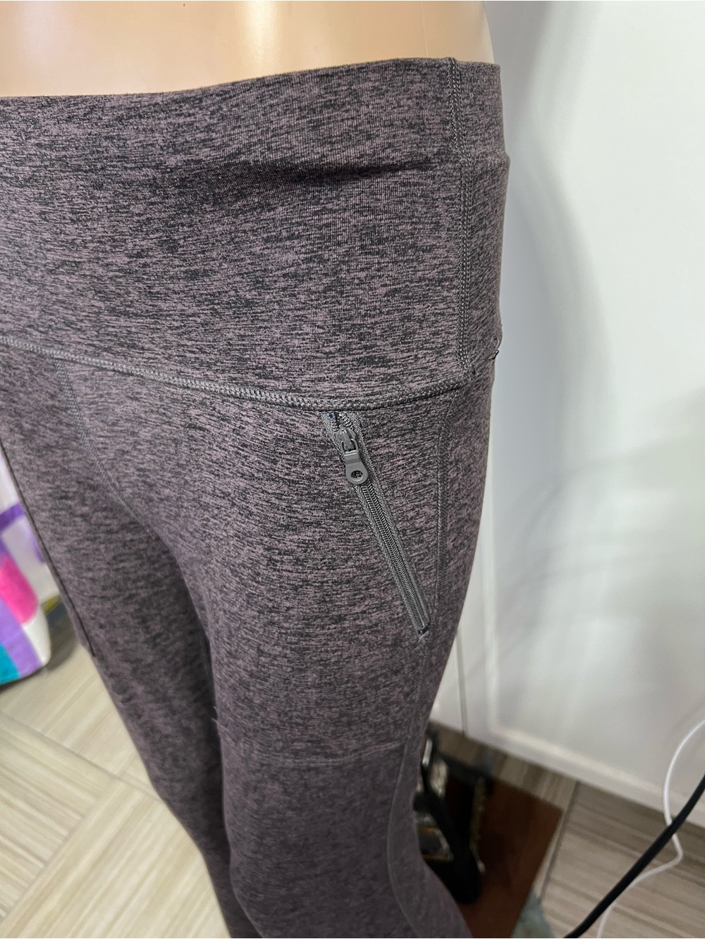 aerie Heathered Dark Gray High-Waist Leggings with Zip Pocket